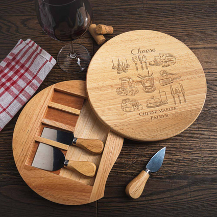 Grawerowana deska do serów z nożami CHEESE MASTER prezent personalizowany