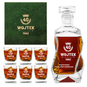 Personalizowany zestaw do whisky z karafką i szklankami - prezent na 40 urodziny