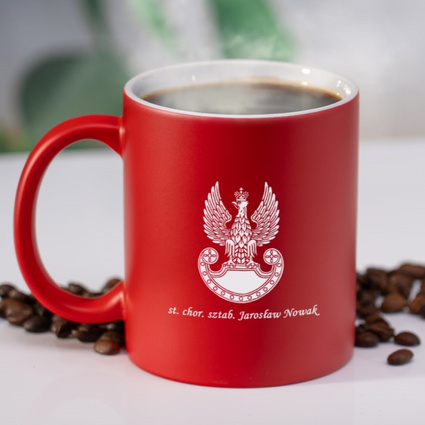 Kubek ceramiczny z grawerem wojskowym – orzełek, stopień, nazwisko