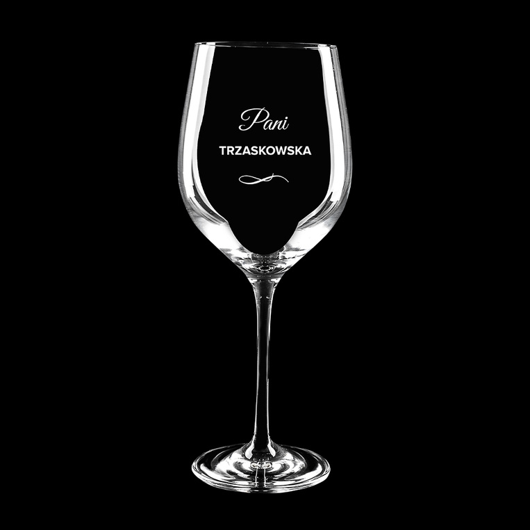 Grawerowany Kieliszek KROSNO do Wina z grawerem PANI + twoje NAZWISKO