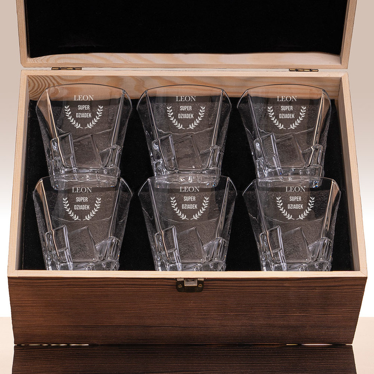 Zestaw szklanek Super Dziadek z imieniem – PREZENT OD WNUKÓW