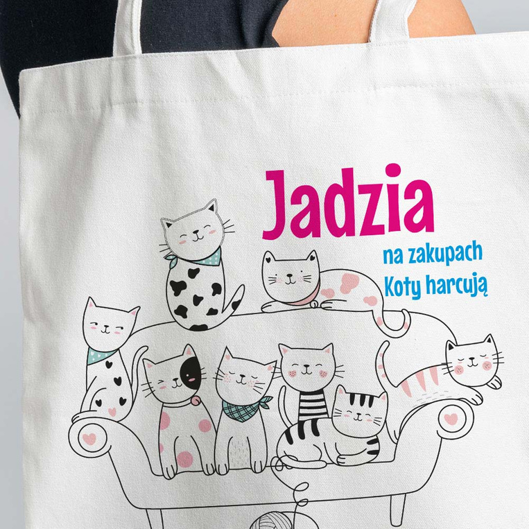 Torba na zakupy kremowa z nadrukiem DLA WIELBICIELKI KOTÓW