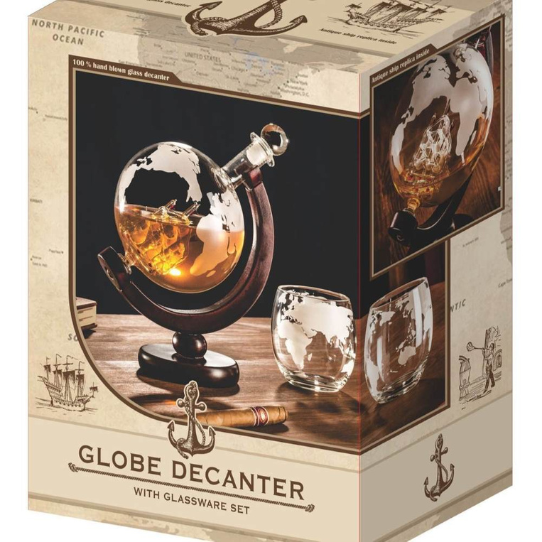 Zestaw karafka Globus i 2 szklanki – prezent dla podróżnika