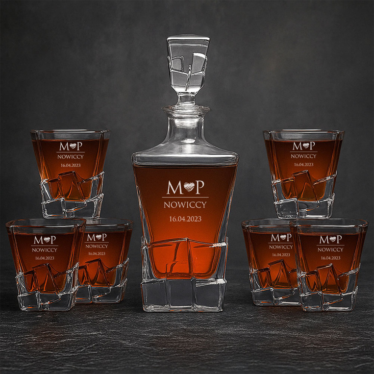 Zestaw Premium do whisky PREZENT NA ROCZNICĘ PARAPETRÓWKĘ personalizowany grawer