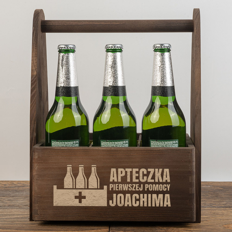 Nosidło na piwo z grawerem APTECZKA PIERWSZEJ POMOCY + IMIĘ