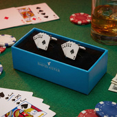 Spinki do mankietów karty do gry – stal szlachetna, eleganckie etui