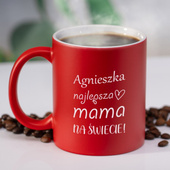 Czerwony kubek ceramiczny z grawerem DLA MAMY – Dzień Matki, imieniny, święta
