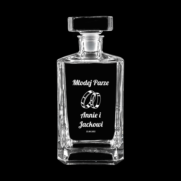 Elegancka karafka z grawerem NA ŚLUB dla pary