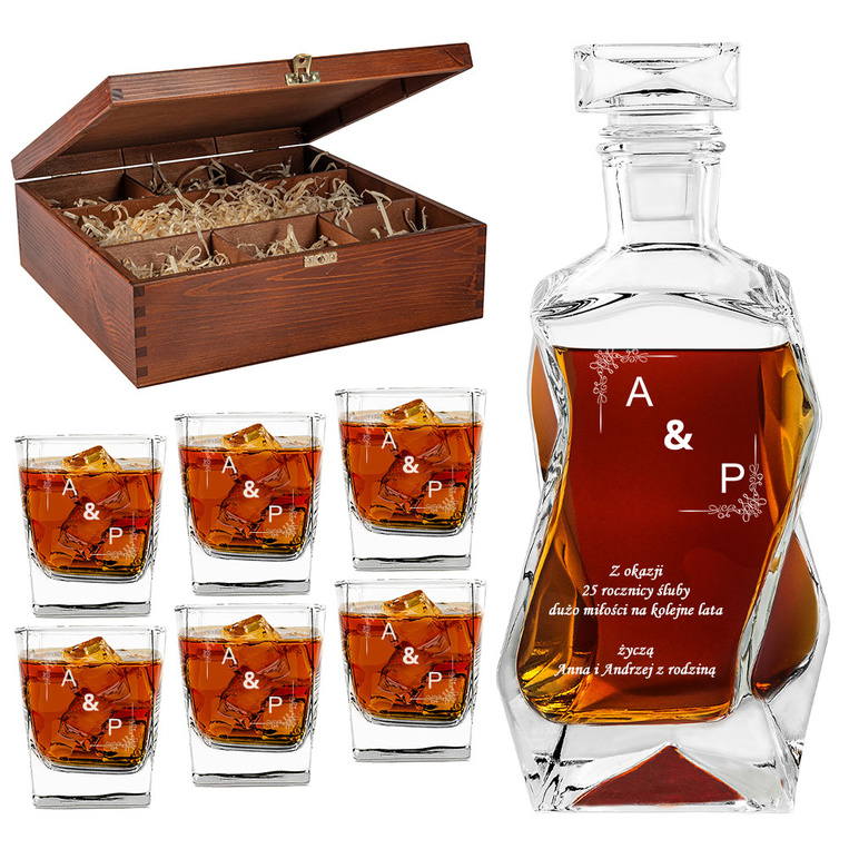 GRAWEROWANY ZESTAW DO WHISKY DLA PARY na rocznicę parapetówkę