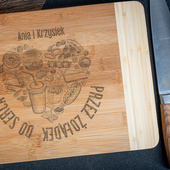 PREZENT DLA PARY deska do krojenia z grawerem PRZEZ ŻOŁĄDEK DO SERCA