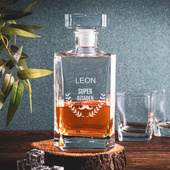 Karafka do whisky i nalewki z grawerem SUPER DZIADEK + IMIĘ
