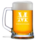 Kufel do piwa z grawerem DLA ŚWIADKA – imię i „Wyborny Świadek”