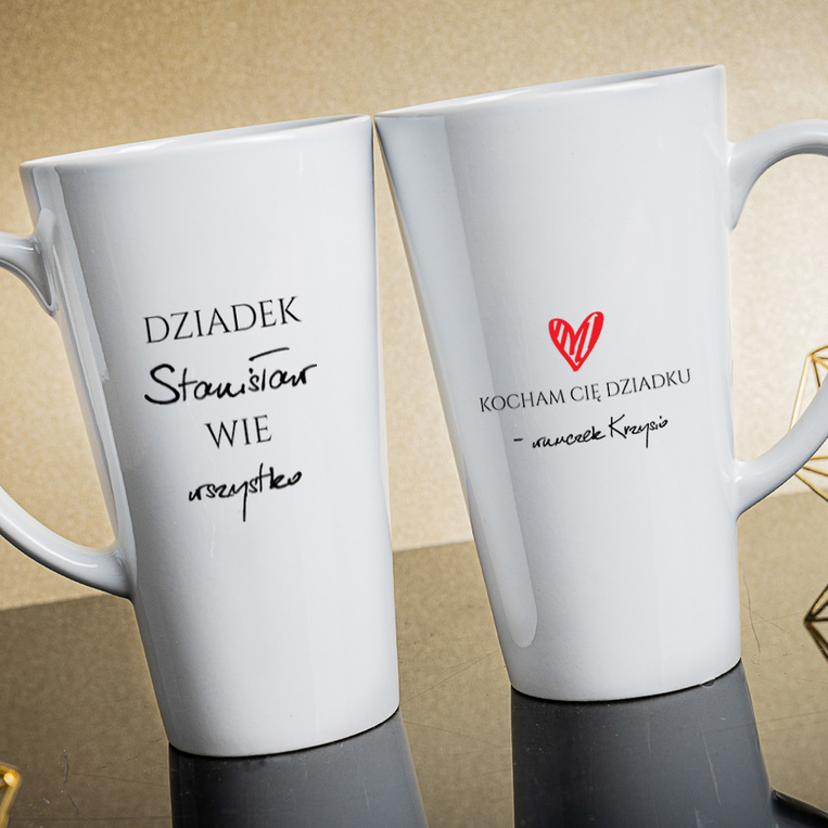 Kubek Latte Max DLA DZIADKA z nadrukiem DZIADEK WIE WSZYSTKO