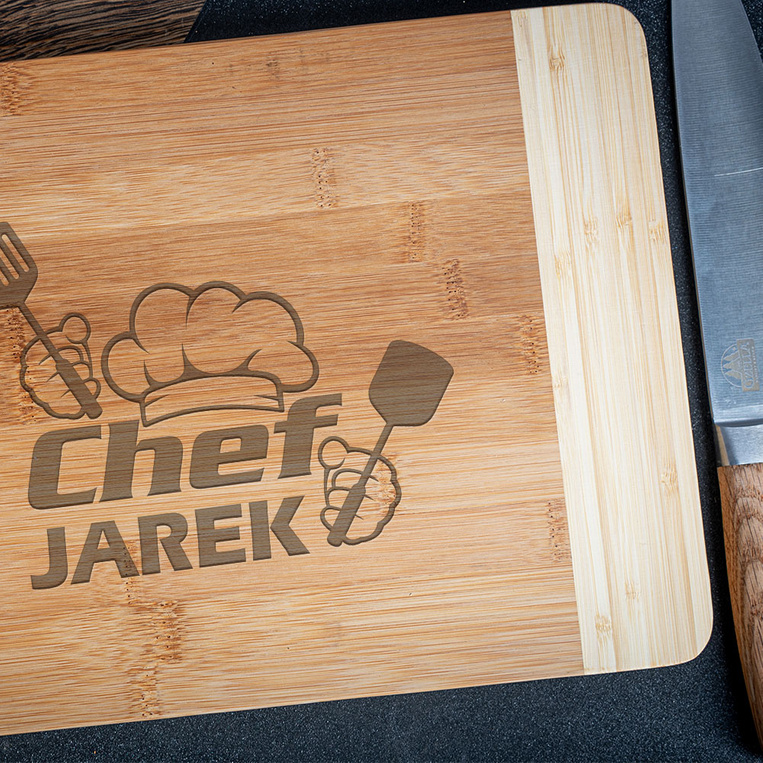 Deska do krojenia DLA SZEFA z grawerem CHEF + IMIĘ z okazji URODZIN