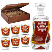 PERSONALIZOWANY ZESTAW karafka i 6 szklanek do whisky DLA POLICJANTA EMERYTURA AWANS