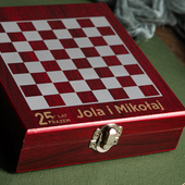 Zestaw do wina z szachami z grawerem 25 LAT RAZEM + IMIONA
