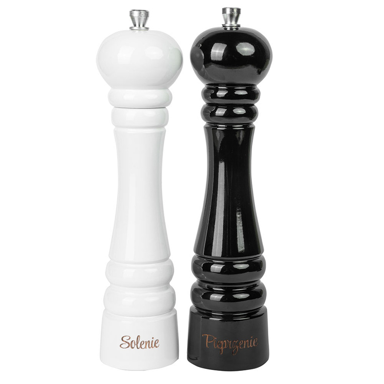 Zestaw 2 młynków do soli do pieprzu z grawerem SOLENIE PIEPRZENIE