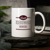 Kubek biały z nadrukiem PAN KIEROWNIK + NAZWISKO