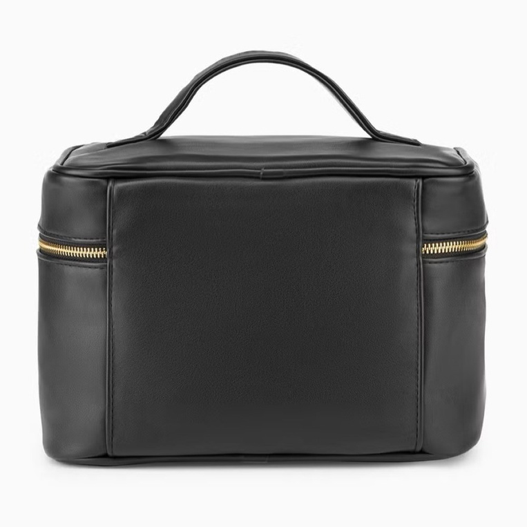 Kosmetyczka skórzana damska na prezent – ELEGANCKA I POJEMNA CZARNA