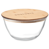 Szklana salaterka z bambusowym wieczkiem Grawer Twojego Loga