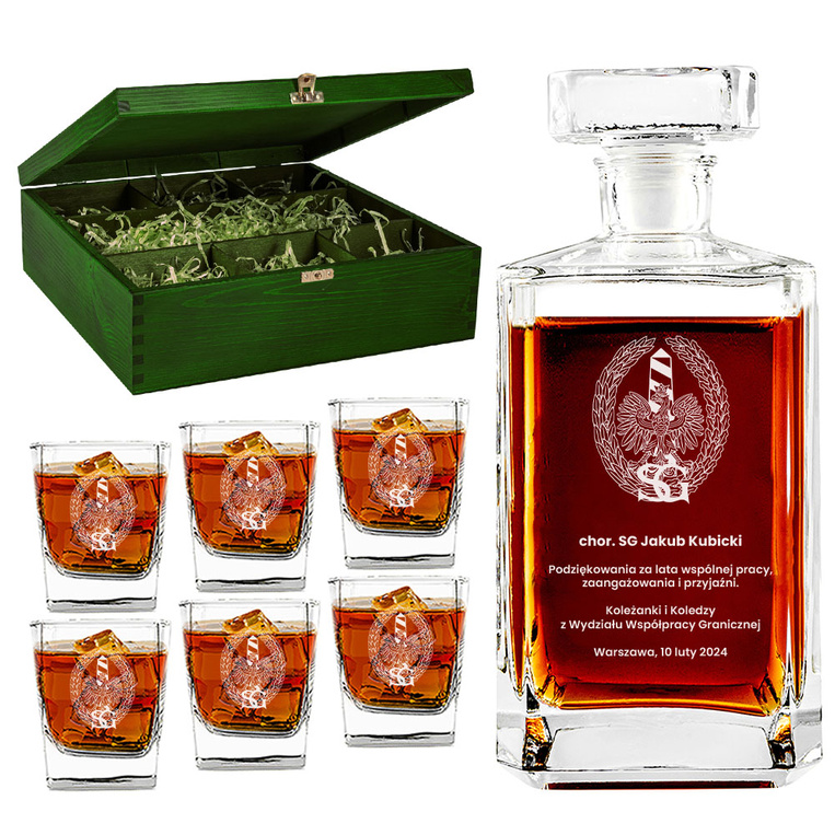 Prezent dla strażnika Straży Granicznej - zestaw do whisky z grawerem