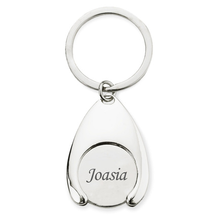 Brelok z żetonem i grawerem – praktyczny PREZENT DLA ZAKUPOHOLIKA