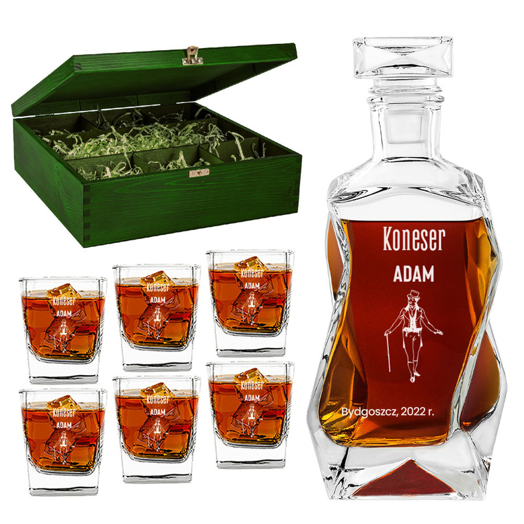 PREZENT DLA KONESERA JASIA WĘDROWNICZKA - Zestaw do whisky w skrzynce