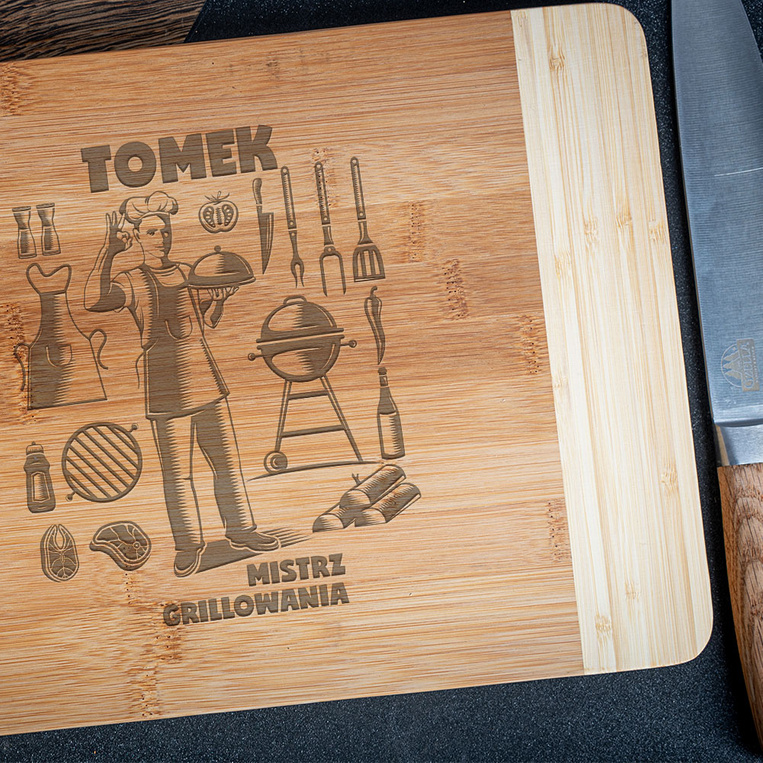 Grawerowana deska do krojenia MISTRZ GRILLOWANIA + IMIĘ