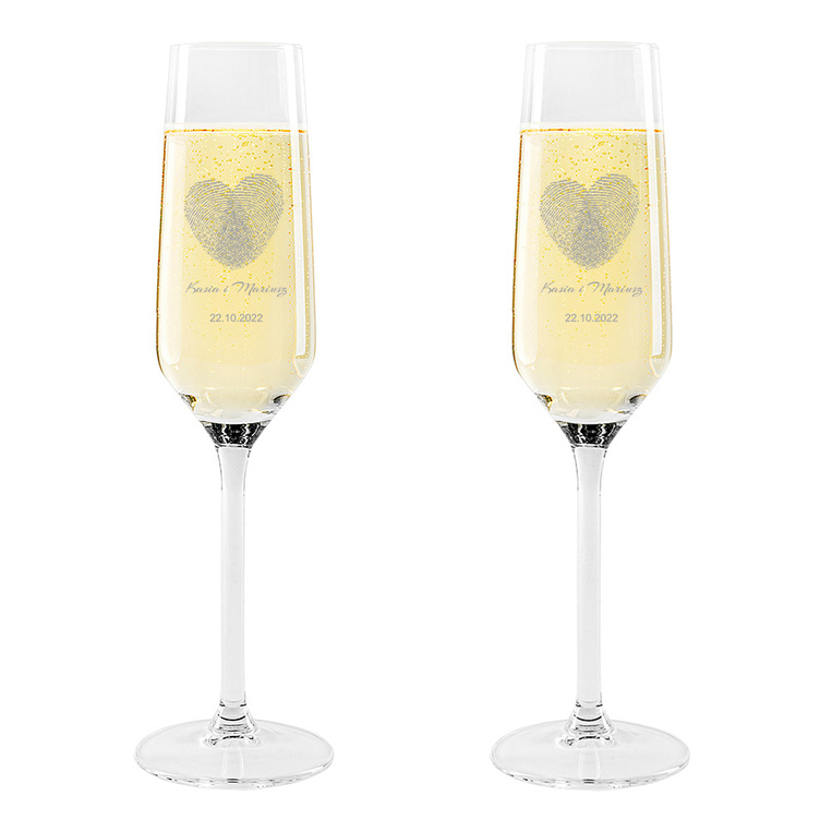 FINGERPRINT 2 kieliszki z grawerem na prezent na ROCZNICĘ ŚLUB