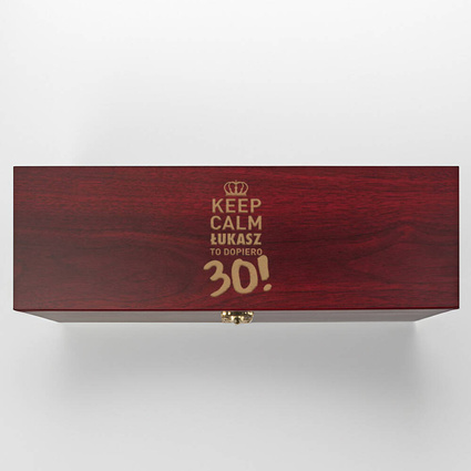 Pudełko do wina z akcesoriami KEEP CALM na urodziny