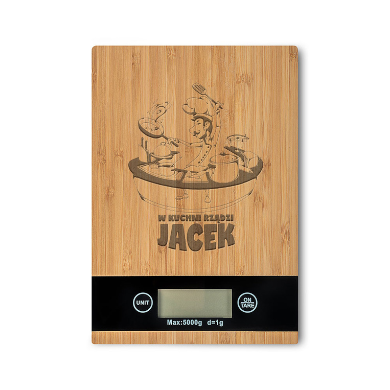 Drewniana waga kuchenna z grawerem na prezent DLA NIEJ i DLA NIEGO