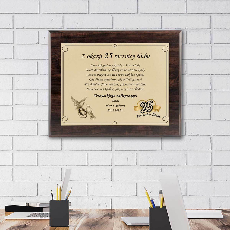 Dyplom na 25 ROCZNICĘ ŚLUBU - prezent personalizowany