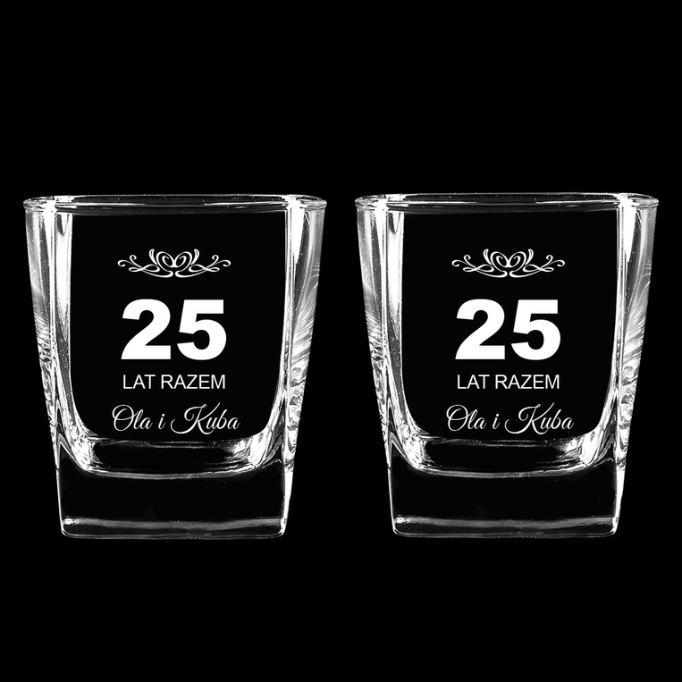 2 Szklanki do whisky z grawerem 25 LAT RAZEM na rocznicę