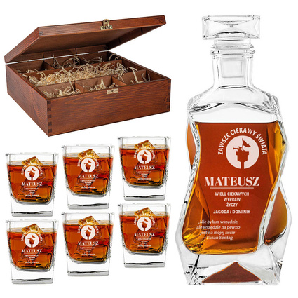 ZESTAW DO WHISKY na prezent DLA PODRÓŻNIKA twój grawer