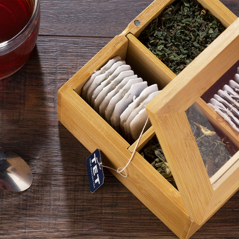 Pudełko bambusowe na herbatę z grawerem IMIENINY URODZINY dla niej