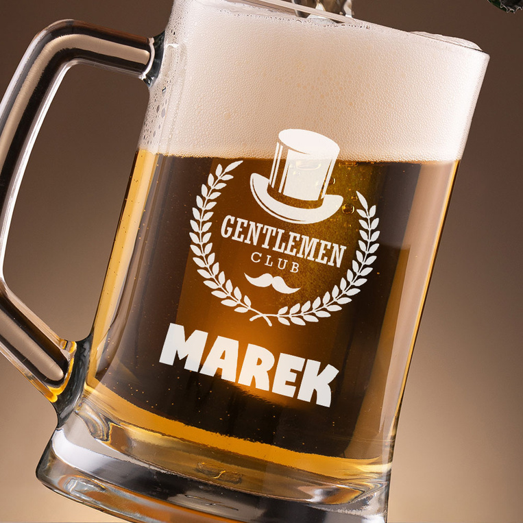 Kufel grawerowany GENTLEMEN CLUB + IMIĘ na prezent dla faceta z klasą