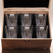 Zestaw 6 Szklanek Lodowych PREZENT Z OKAZJI URODZIN w drewnianym pudełku