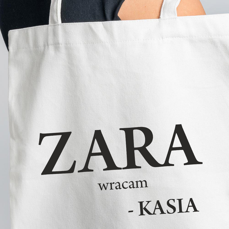 Torba na zakupy z NADRUKOWANYM IMIENIEM na prezent dla niej