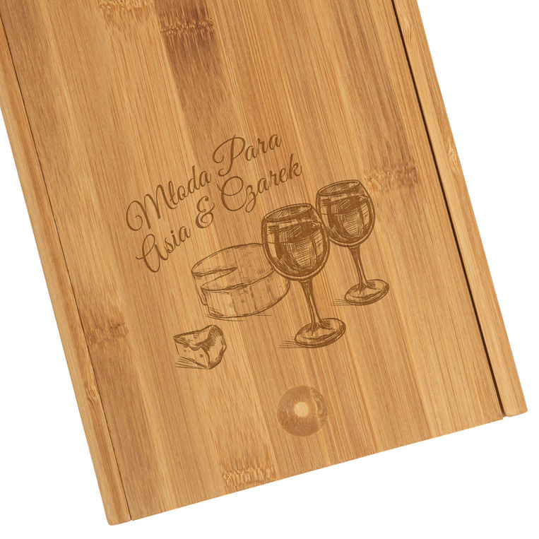 Zestaw do serów i wina PREZENT NA ŚLUB dla MŁODEJ PARY z twoim grawerem