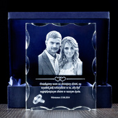 Podziękowania ślubne dla rodziców - fotokryształ 150x120x40 mm, grawerowana statuetka