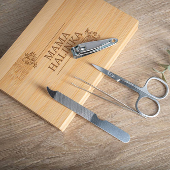 PERSONALIZOWANY zestaw do manicure w bambusowym etui NA DZIEŃ MATKI prezent DLA MAMY