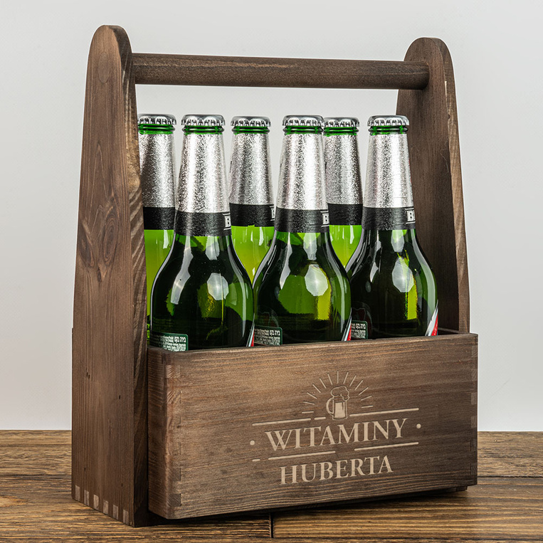 Nosidło drewniane na piwo z grawerem WINTAMINY + IMIĘ