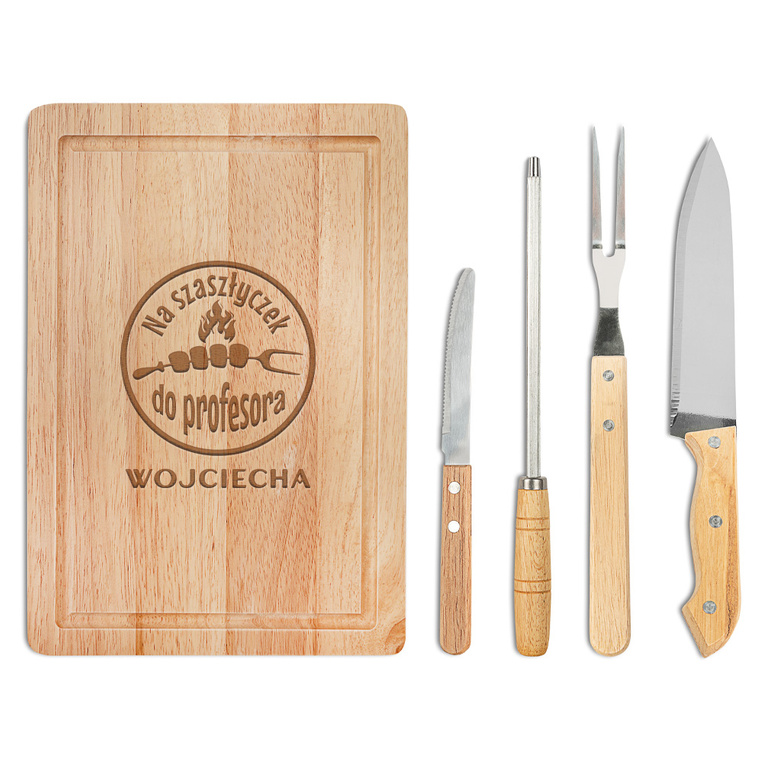 Zestaw do grilla z deską z grawerem NIE MA TO JAK GRILL U TATY