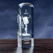 Prezent dla Wokalisty Piosenkarza Nagroda Muzyczna Mikrofon 3D w szkle