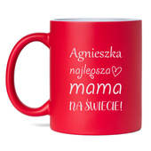 Czerwony kubek ceramiczny z grawerem DLA MAMY – Dzień Matki, imieniny, święta