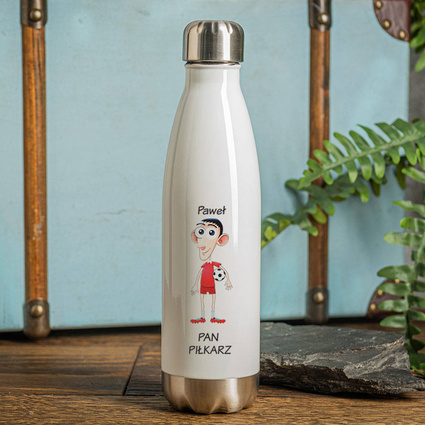 Butelka termiczna DLA PIŁKARZA z nadrukiem PAN PIŁKARZ + IMIE