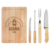 Zestaw do grilla z deską DLA MISTRZA GRILLOWANIA + IMIE