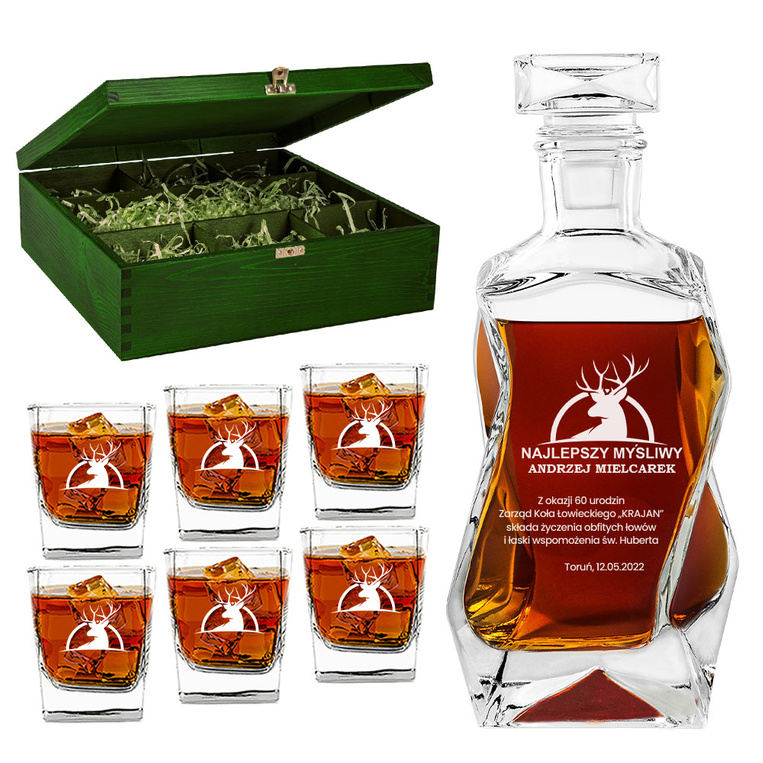 Personalizowany zestaw do whisky na 60tkę – Karafka i szklanki z grawerem