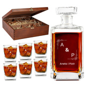 Zestaw do whisky Personalizowana karafka z 6 szklankami ŚWIĄTECZNA SKRZYNKA