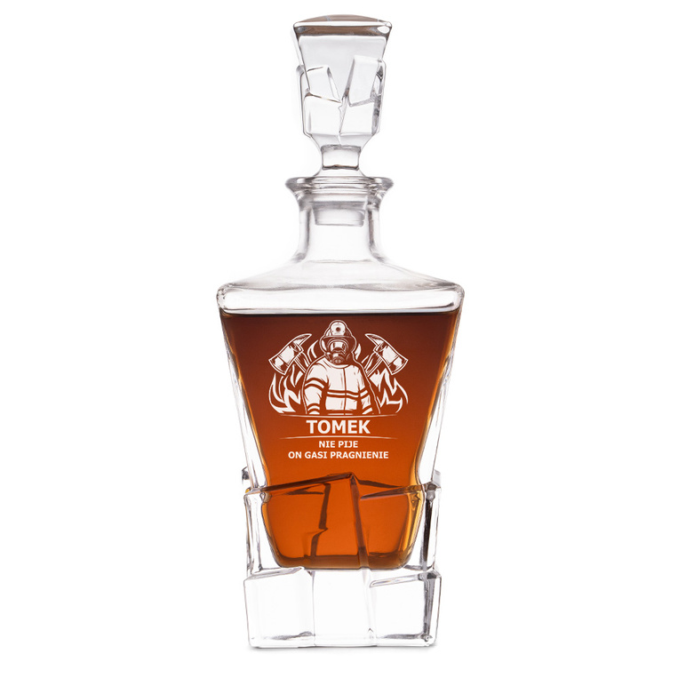 Karafka Lodowa DLA STRAŻAKA z grawerem – On nie pije, on gasi pragnienie